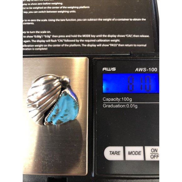 Vintage 8.5 Sleeping Beauty Turquoise Sterling Silver Ring by Bernadette Eustace - Picture 12 of 12